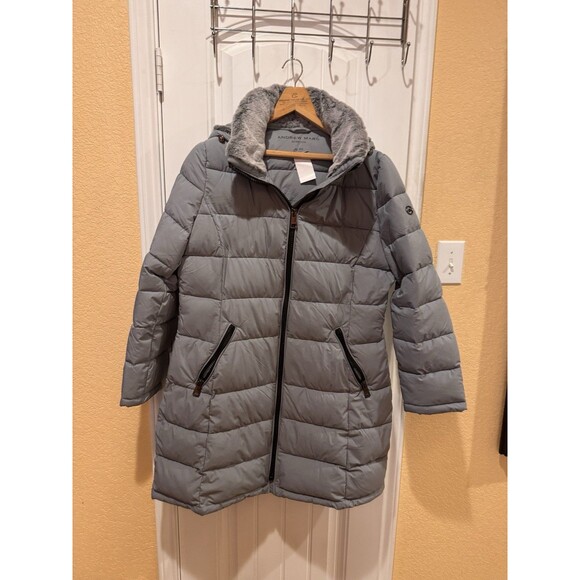 Andrew Marc Jackets & Blazers - Andrew Marc Stretch Puffer Jacket XL Black Removable Fur Hood Grey